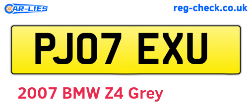 PJ07EXU are the vehicle registration plates.