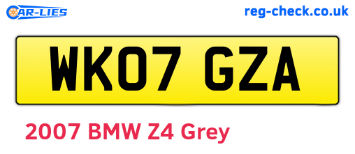 WK07GZA are the vehicle registration plates.