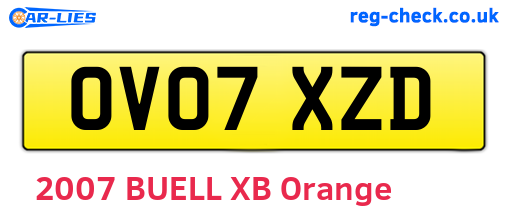 OV07XZD are the vehicle registration plates.