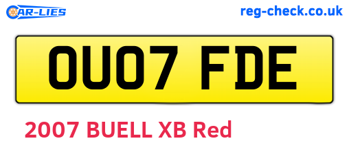 OU07FDE are the vehicle registration plates.