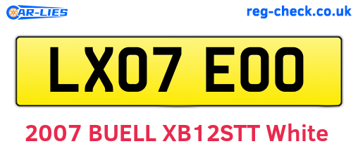 LX07EOO are the vehicle registration plates.