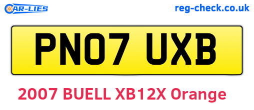 PN07UXB are the vehicle registration plates.