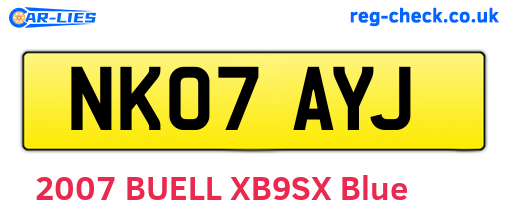 NK07AYJ are the vehicle registration plates.
