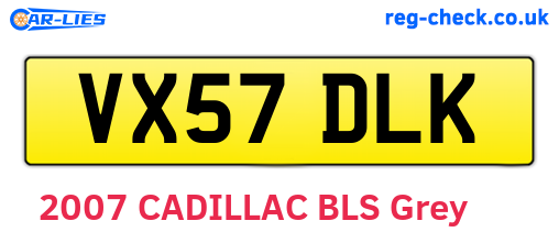 VX57DLK are the vehicle registration plates.