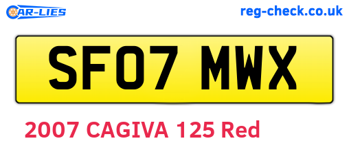 SF07MWX are the vehicle registration plates.