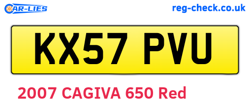 KX57PVU are the vehicle registration plates.