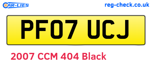 PF07UCJ are the vehicle registration plates.