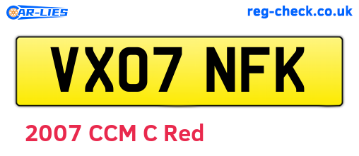 VX07NFK are the vehicle registration plates.