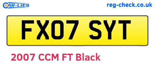 FX07SYT are the vehicle registration plates.