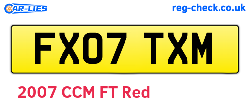 FX07TXM are the vehicle registration plates.