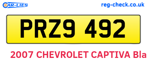 PRZ9492 are the vehicle registration plates.