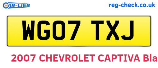 WG07TXJ are the vehicle registration plates.