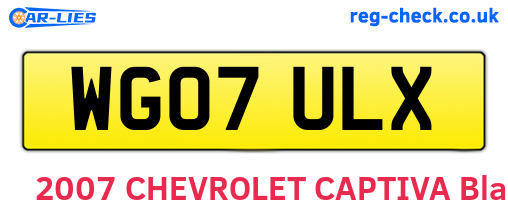 WG07ULX are the vehicle registration plates.