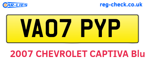 VA07PYP are the vehicle registration plates.