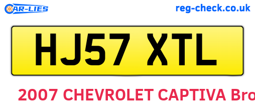 HJ57XTL are the vehicle registration plates.