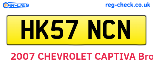 HK57NCN are the vehicle registration plates.