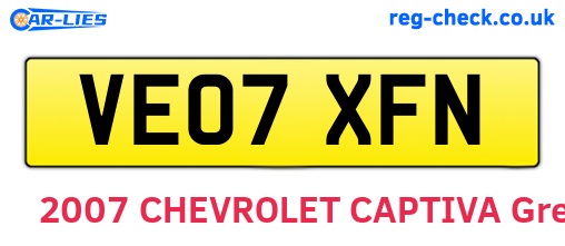 VE07XFN are the vehicle registration plates.