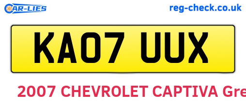 KA07UUX are the vehicle registration plates.