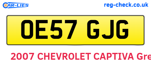 OE57GJG are the vehicle registration plates.