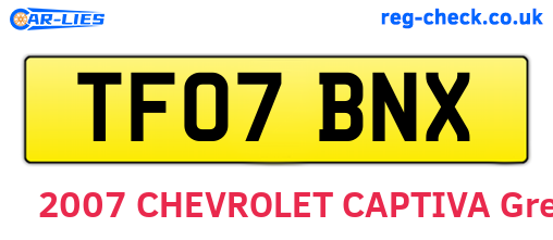 TF07BNX are the vehicle registration plates.