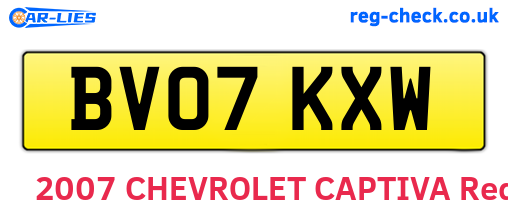 BV07KXW are the vehicle registration plates.