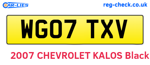 WG07TXV are the vehicle registration plates.