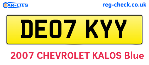 DE07KYY are the vehicle registration plates.