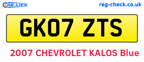 GK07ZTS are the vehicle registration plates.