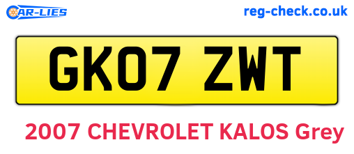 GK07ZWT are the vehicle registration plates.