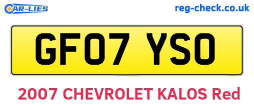 GF07YSO are the vehicle registration plates.