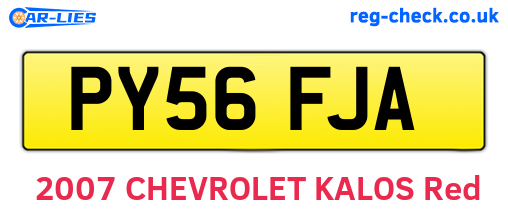 PY56FJA are the vehicle registration plates.