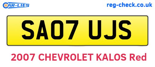 SA07UJS are the vehicle registration plates.