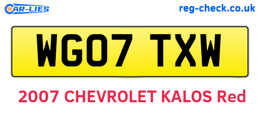 WG07TXW are the vehicle registration plates.