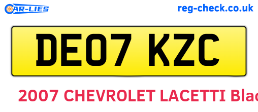 DE07KZC are the vehicle registration plates.