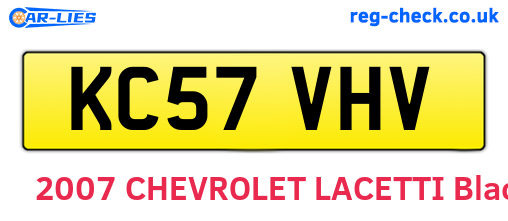 KC57VHV are the vehicle registration plates.