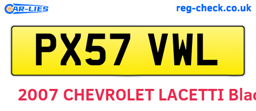 PX57VWL are the vehicle registration plates.