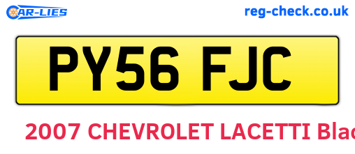 PY56FJC are the vehicle registration plates.