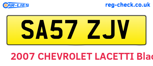 SA57ZJV are the vehicle registration plates.