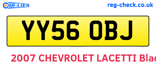 YY56OBJ are the vehicle registration plates.