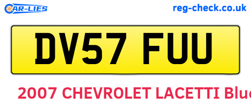 DV57FUU are the vehicle registration plates.