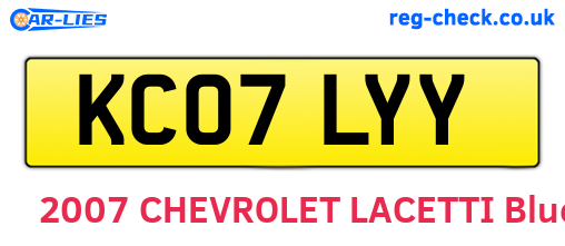 KC07LYY are the vehicle registration plates.