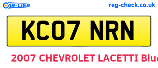 KC07NRN are the vehicle registration plates.