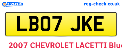 LB07JKE are the vehicle registration plates.
