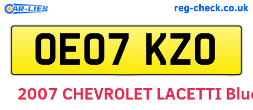 OE07KZO are the vehicle registration plates.