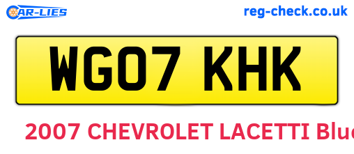 WG07KHK are the vehicle registration plates.