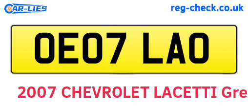 OE07LAO are the vehicle registration plates.