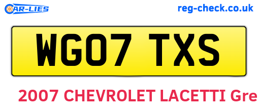 WG07TXS are the vehicle registration plates.