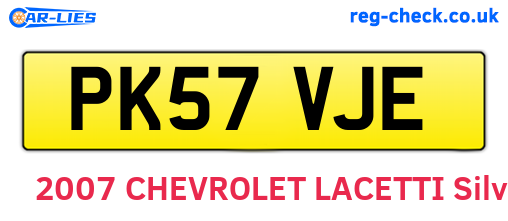 PK57VJE are the vehicle registration plates.