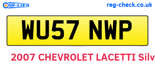 WU57NWP are the vehicle registration plates.