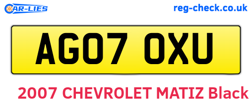 AG07OXU are the vehicle registration plates.